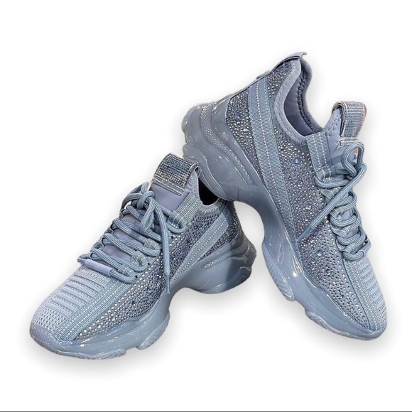 Steve Madden Blue Athletic Shoes Maxima Glam Boyfriend Sneakers Rhinestones 7.5 - Picture 2 of 13